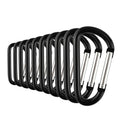 10 Pcs Aluminum Carabiner Clip D Shape Carabiners Spring Snap Hook Camping Traveling Hiking Keychains Keyring Outdoor Black