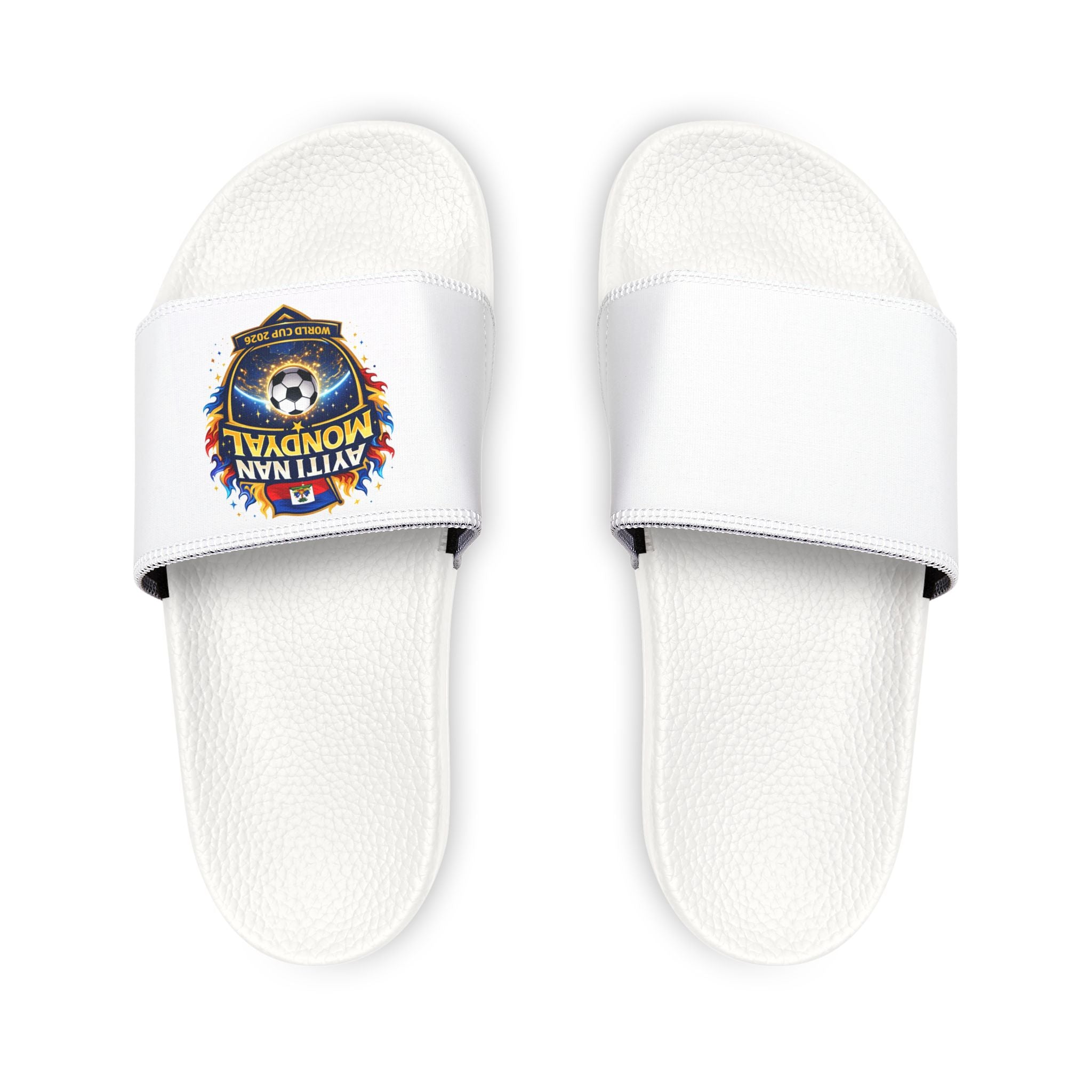 Men's Slide Sandals with Removable Strap — Soccer Crest Graphic