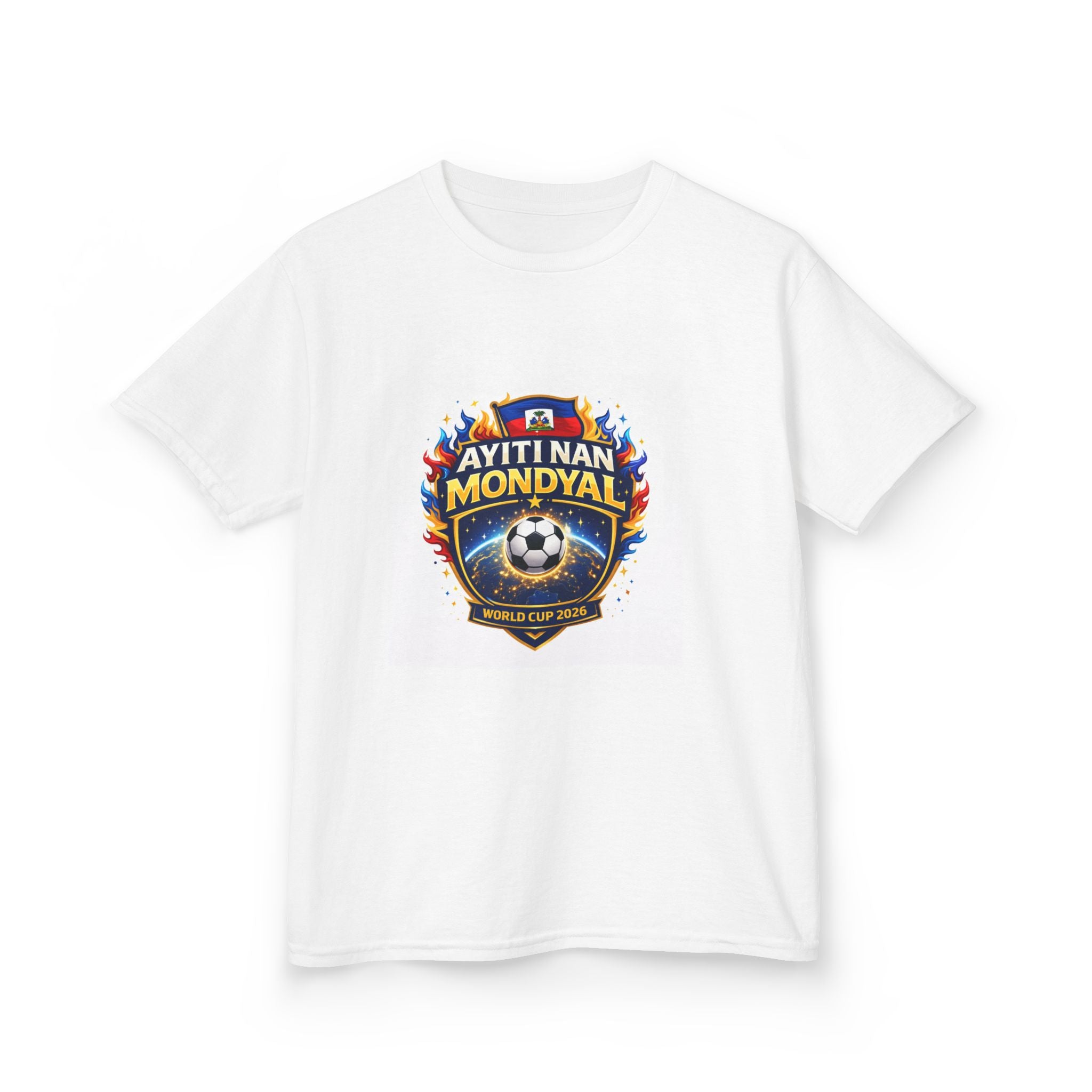 Kids Tee — "Ayiti Nan Mondyal" Soccer Crest