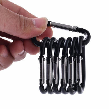 10 Pcs Aluminum Carabiner Clip D Shape Carabiners Spring Snap Hook Camping Traveling Hiking Keychains Keyring Outdoor Black