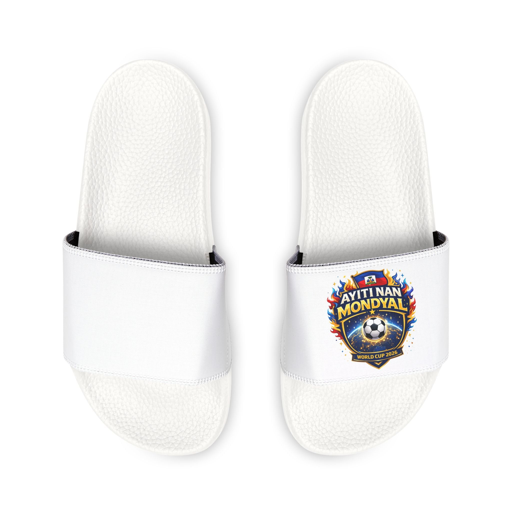 Men's Slide Sandals with Removable Strap — Soccer Crest Graphic