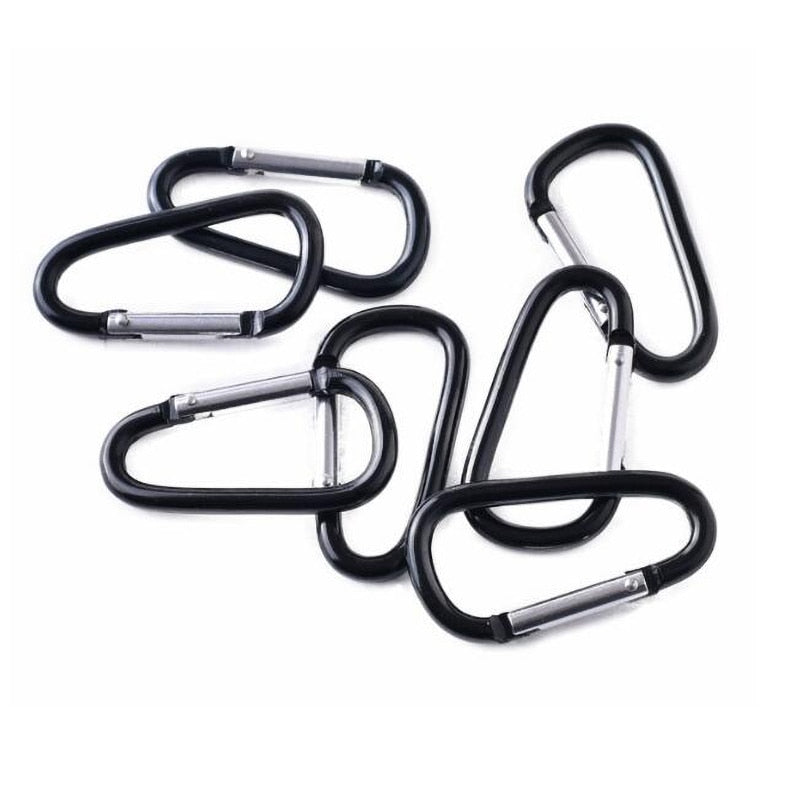 10 Pcs Aluminum Carabiner Clip D Shape Carabiners Spring Snap Hook Camping Traveling Hiking Keychains Keyring Outdoor Black