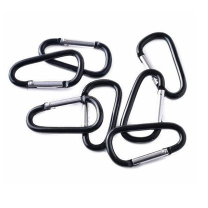10 Pcs Aluminum Carabiner Clip D Shape Carabiners Spring Snap Hook Camping Traveling Hiking Keychains Keyring Outdoor Black